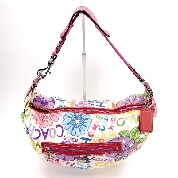COACH Poppy Daisy Floral Graffiti Multi Color Hobo Shoulder Bag - B1082-F14883 - Picture 11 of 16